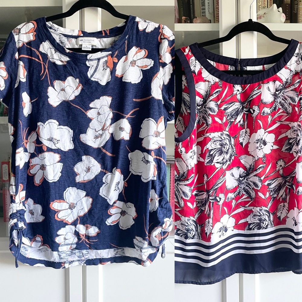 Liz Claiborne Navy Floral Blouse Bundle size L